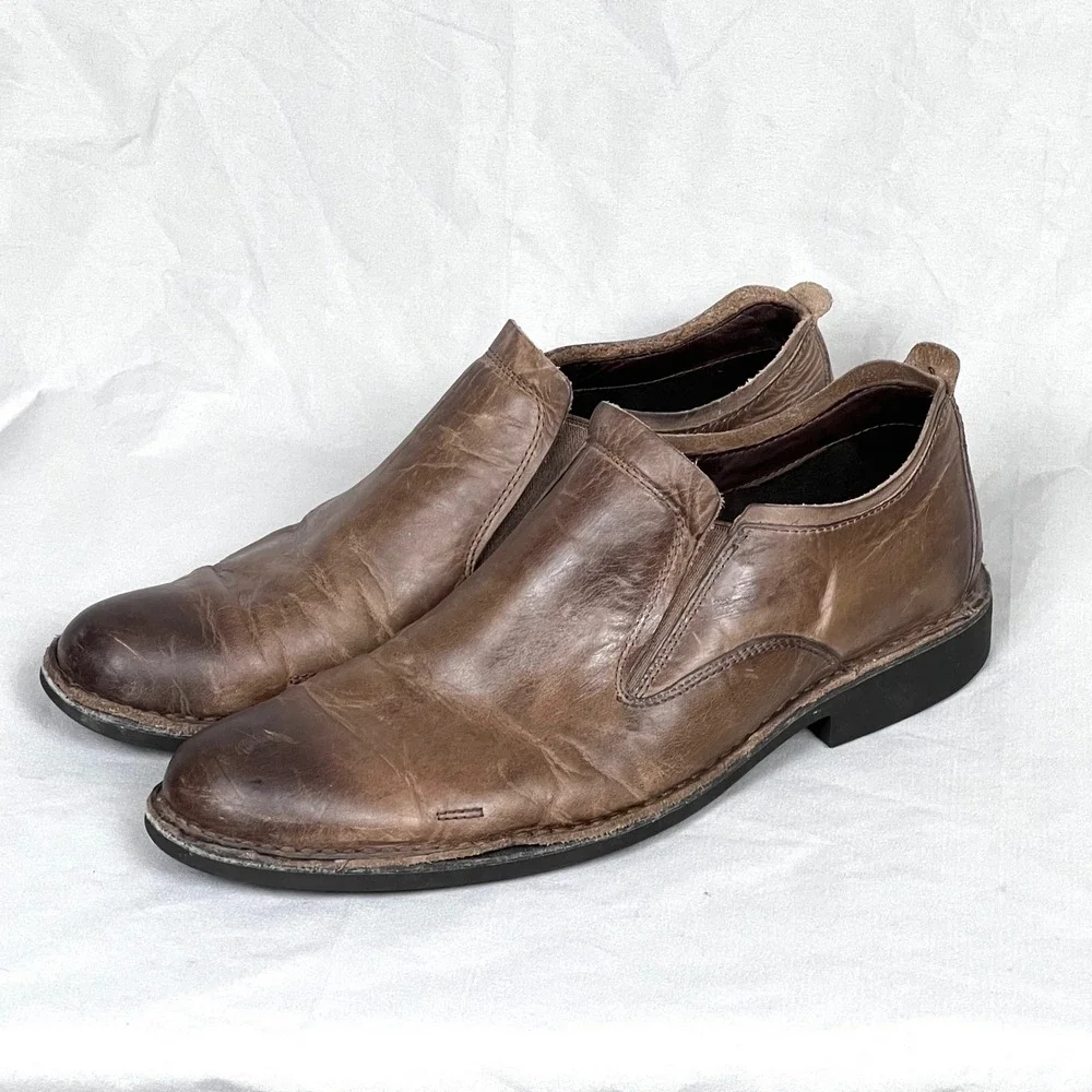 Cole Haan Shoes Mens 11 Distressed Leather Brown Luxury Dark Academia Minimalist